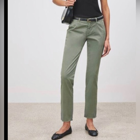 Nili Lotan Pants - Nili Lotan East Hampton Pants Green Cameo Frayed Hem Women’s Size 10